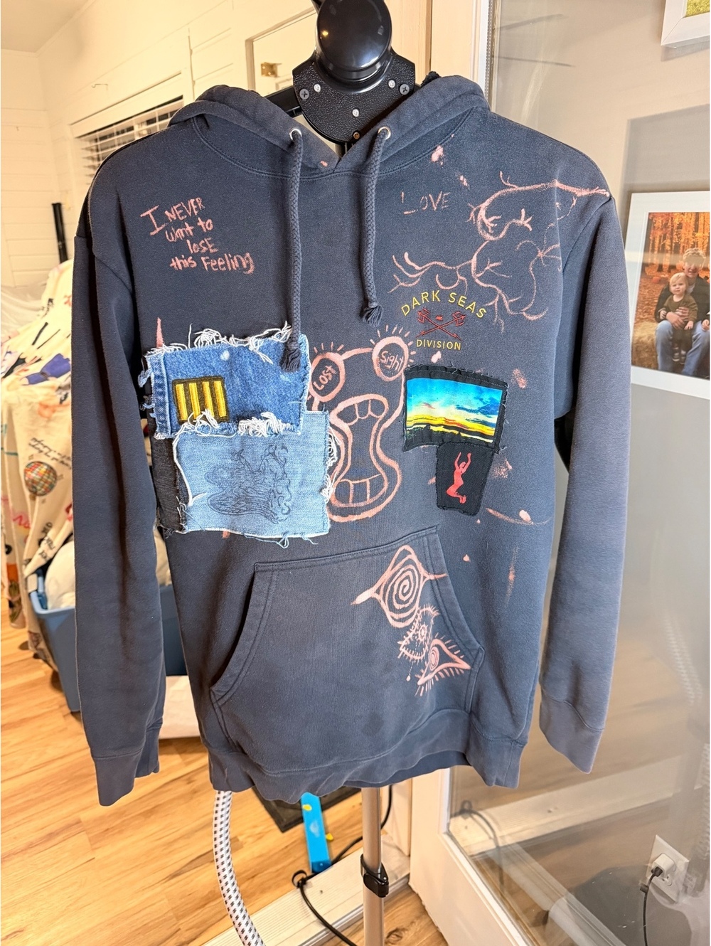 Dark Seas custom patch graphic hoodie navy